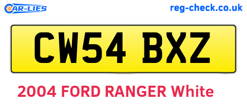 CW54BXZ are the vehicle registration plates.
