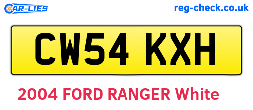 CW54KXH are the vehicle registration plates.