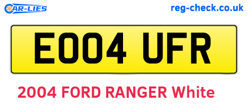 EO04UFR are the vehicle registration plates.