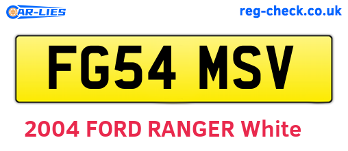 FG54MSV are the vehicle registration plates.