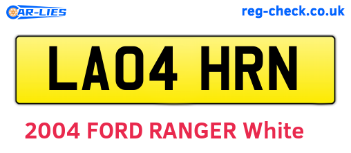 LA04HRN are the vehicle registration plates.