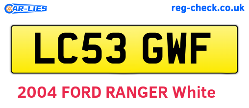 LC53GWF are the vehicle registration plates.