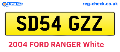 SD54GZZ are the vehicle registration plates.