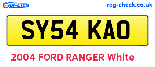 SY54KAO are the vehicle registration plates.