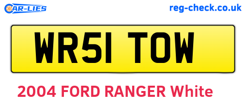 WR51TOW are the vehicle registration plates.