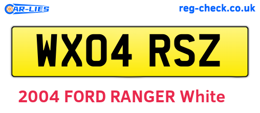 WX04RSZ are the vehicle registration plates.