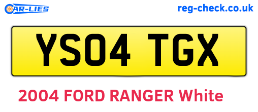 YS04TGX are the vehicle registration plates.