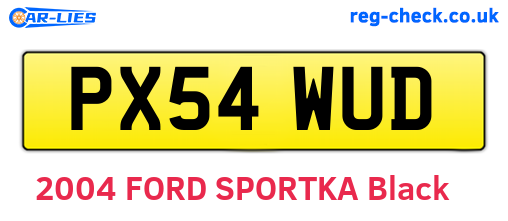 PX54WUD are the vehicle registration plates.