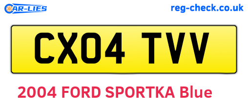 CX04TVV are the vehicle registration plates.