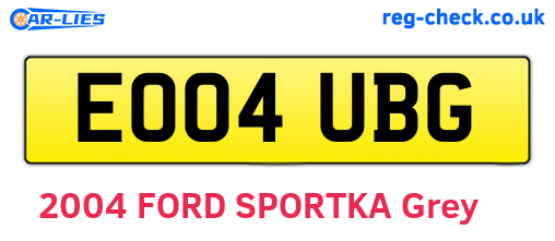 EO04UBG are the vehicle registration plates.