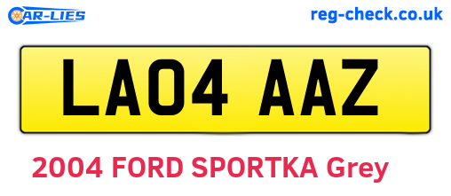 LA04AAZ are the vehicle registration plates.