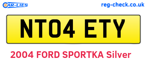 NT04ETY are the vehicle registration plates.