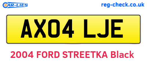 AX04LJE are the vehicle registration plates.