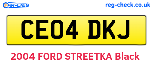 CE04DKJ are the vehicle registration plates.