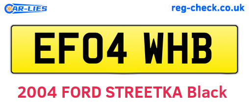EF04WHB are the vehicle registration plates.