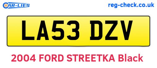 LA53DZV are the vehicle registration plates.