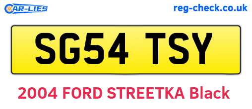 SG54TSY are the vehicle registration plates.