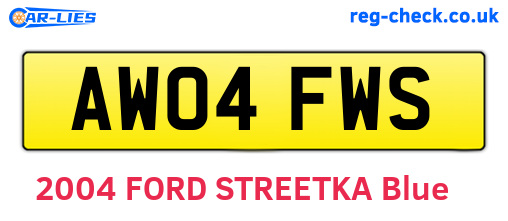 AW04FWS are the vehicle registration plates.
