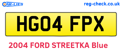 HG04FPX are the vehicle registration plates.