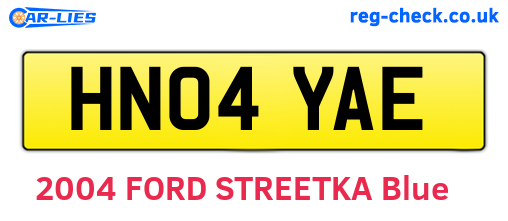 HN04YAE are the vehicle registration plates.