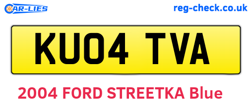 KU04TVA are the vehicle registration plates.