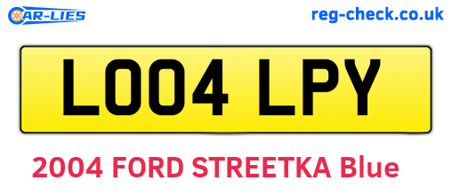 LO04LPY are the vehicle registration plates.