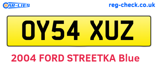 OY54XUZ are the vehicle registration plates.