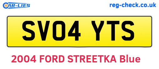 SV04YTS are the vehicle registration plates.