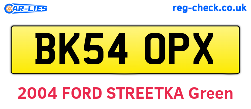 BK54OPX are the vehicle registration plates.