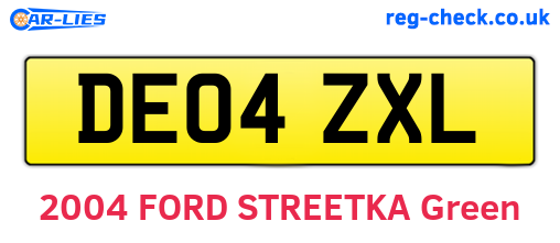 DE04ZXL are the vehicle registration plates.