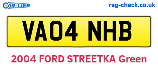 VA04NHB are the vehicle registration plates.