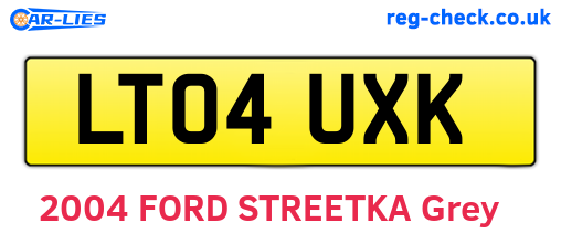 LT04UXK are the vehicle registration plates.