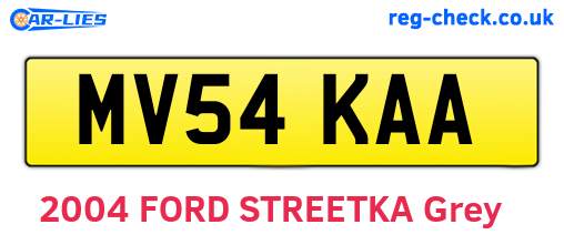 MV54KAA are the vehicle registration plates.