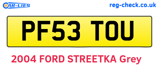 PF53TOU are the vehicle registration plates.