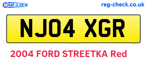 NJ04XGR are the vehicle registration plates.
