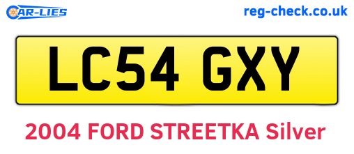 LC54GXY are the vehicle registration plates.
