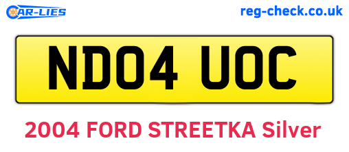 ND04UOC are the vehicle registration plates.