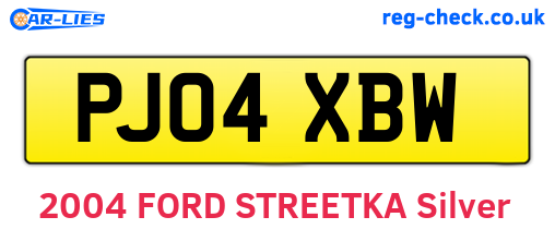 PJ04XBW are the vehicle registration plates.