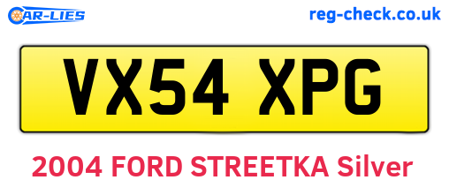 VX54XPG are the vehicle registration plates.