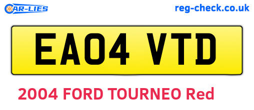 EA04VTD are the vehicle registration plates.