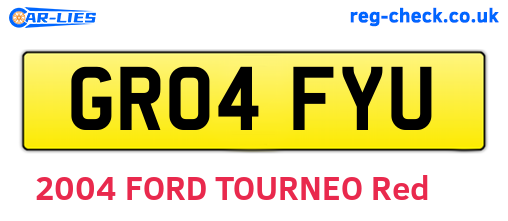 GR04FYU are the vehicle registration plates.