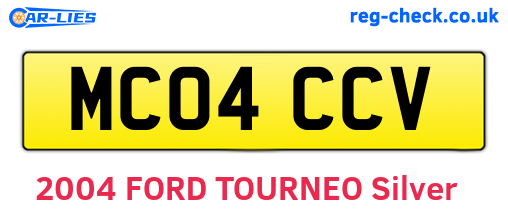 MC04CCV are the vehicle registration plates.
