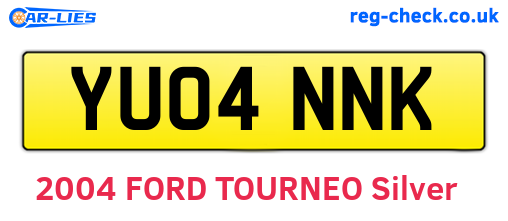YU04NNK are the vehicle registration plates.