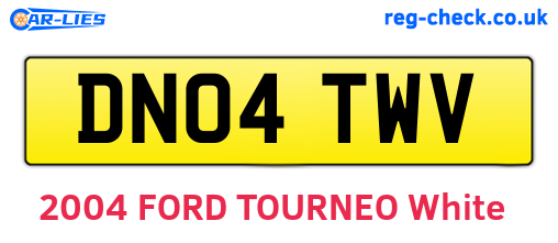 DN04TWV are the vehicle registration plates.