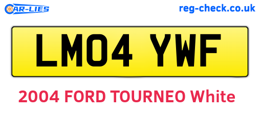 LM04YWF are the vehicle registration plates.