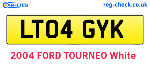 LT04GYK are the vehicle registration plates.