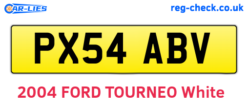 PX54ABV are the vehicle registration plates.