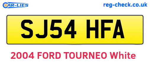 SJ54HFA are the vehicle registration plates.
