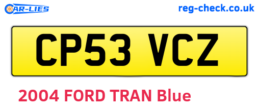 CP53VCZ are the vehicle registration plates.