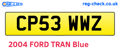 CP53WWZ are the vehicle registration plates.